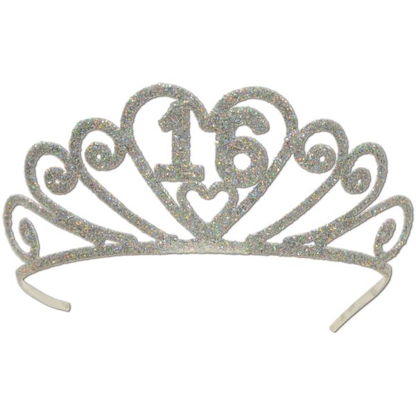 Silver Glitter Sweet 16 Birthday Tiara, Crown - Sweet Sixteen