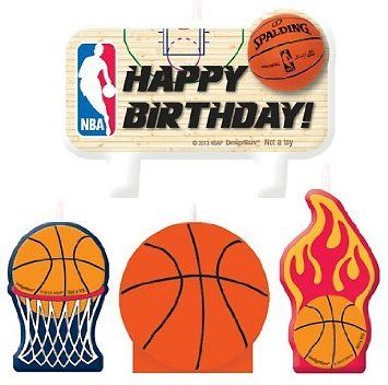 BOGO SALE - NBA Basketball Happy Birthday Candles Cake Topper Set - 4pcs - Party Sale