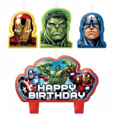 Marvel Avengers Happy Birthday Candles Cake Topper Set - 4pcs