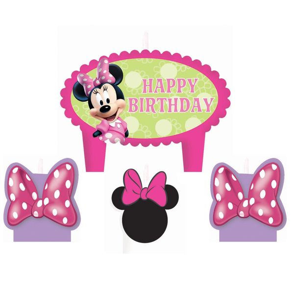 Minnie Mouse Happy Birthday Candles Cake Topper Set - 4pcs