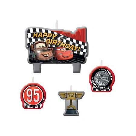 *Disney Pixar Cars McQueen Happy Birthday Candle Cake Topper Set 4pcs