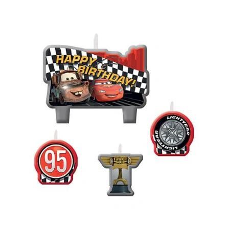 Disney Pixar Cars McQueen Happy Birthday Candle Cake Topper Set 4pcs