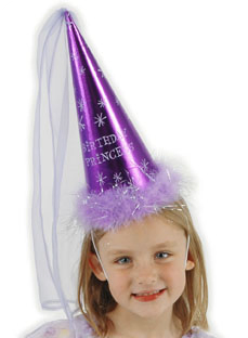 Tall Birthday Fairy Tale Princess Cone Hat, Purple - Birthday Girl Hats