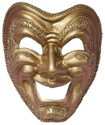 Comedy Masquerade Mask, Actors Theater - Gold - Purim - Halloween Sale