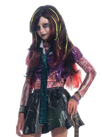 Punk Rocker Zombie Wig - Long Dark Streaked Hair - Halloween Sale