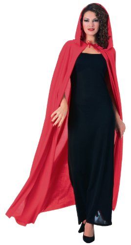 *Deluxe Red Full Length Hooded Cape, 60in, Unisex - Halloween