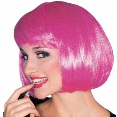 *Short Pink Super Model Wig, Women's - Halloween Sale