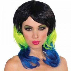 *Tricolor Three Tone Black Wig, Women's - After Halloween Sale
