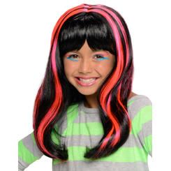 *Two Tone Black Wig, Pink-Streaked Hair, Girl's - After Halloween Sale