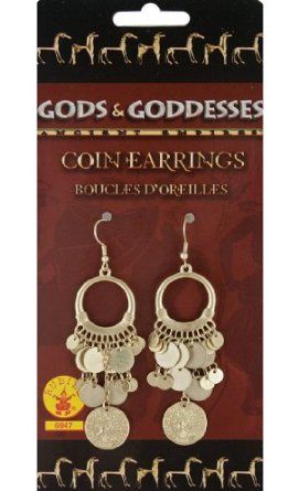 BOGO SALE - Gold Coin Earrings - Roman, Greek - Halloween Sale