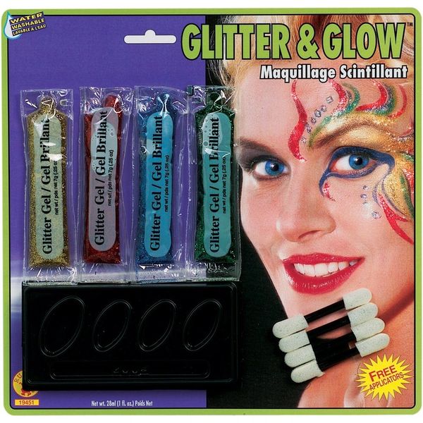 BOGO SALE - Glitter & Glow Gel Face Paint Set, Carnival Makeup Set with Applicators - Circus - Purim - Halloween Sale