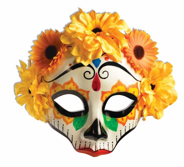 *Day Of The Dead Sun Flower Petal Skull Venetian Party Mask - Halloween Sale