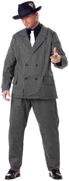 *Plus Size Mobster Pin Stripe Suit Costume, Men's - Gangster - Couples Costumes - Halloween Sale