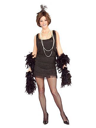 *Black 20s Flapper Dress Costume, Women's Medium - Halloween Sale