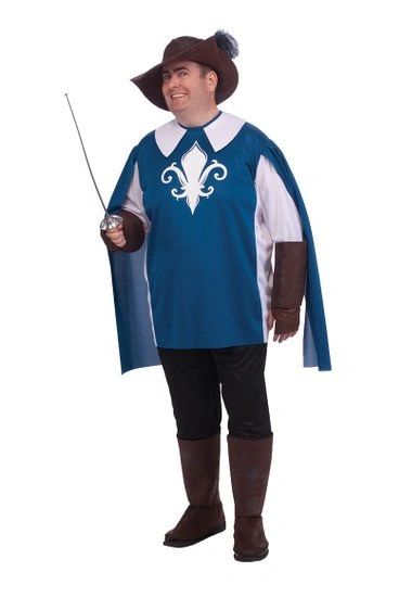 *Deluxe Plus Size Blue Mighty Royal Musketeer Costume, Men's 2X - Halloween