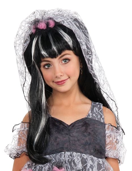 *Monster Zombie Bride Frankenstein Wig, Girls - Streaked Wig with Bangs - Halloween Sale