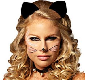 Black Clip On Velvet Cat Ears - Cat Costume