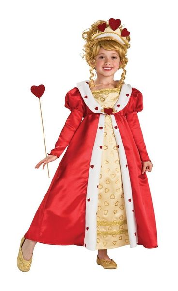 *Deluxe Red Queen of Hearts Costume Dress, Girl's Large - After Halloween Sale - Alice in Wonderland
