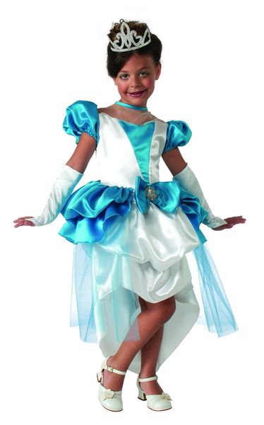 Deluxe Blue Crystal Fairy Tale Princess Costume with Tiara, Girls - Halloween Sale