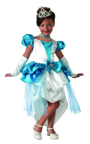 *Deluxe Blue Crystal Princess Dress Costume with Tiara, Girls Large - Halloween