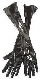 Long Shiny Black Leatherette Gloves, 20in - Purim - Halloween Spirit - under $20