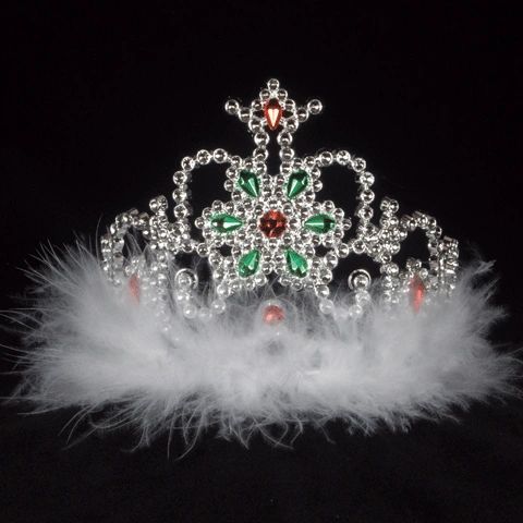 *Silver Princess Tiara, White Feathers - Halloween - Christmas