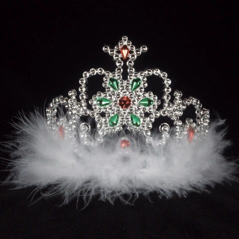 *Silver Princess Tiara Costume Accessory, Feathers - Halloween Sale