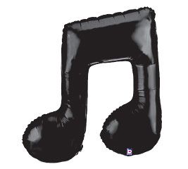 Black Double Music Note Super Shape Balloon, 40in - Instrumental