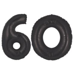 SALE - 60th Birthday Black Megaloon Foil Number Balloons, 40in