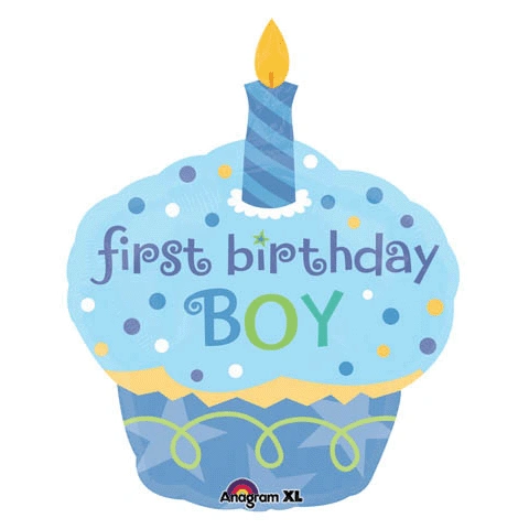 1st Birthday Boy Sweet Cupcake Super Shape Balloon, 36in - Cupcake Party