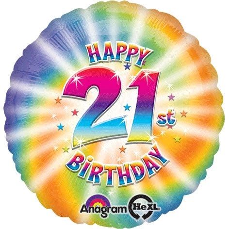 BOGO SALE - Happy 21st Birthday Foil Balloon, 18n - Multicolor
