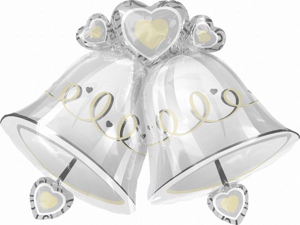 Wedding Bells Super Shape Balloon, 30in - Wedding - Anniversary - Bridal