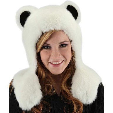 *Furry White Polar Bear Hoodie Hat, Unisex - Animal - Halloween Sale