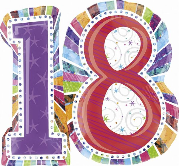 *18th Birthday Super Shape Foil Balloon, 28in