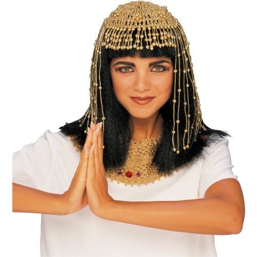 Gold Beaded Queen of Nile Cleopatra Mesh Headpiece - Halloween Costume Accessories