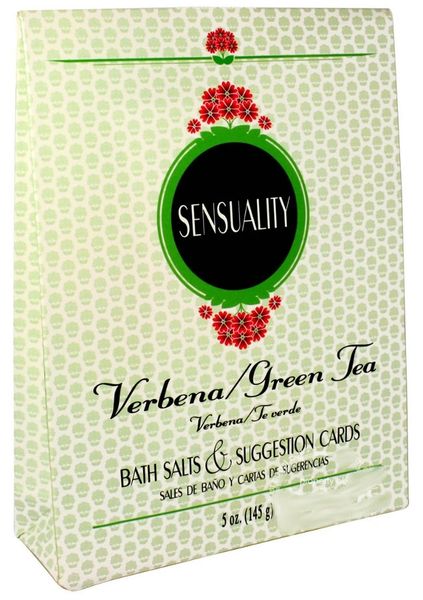 BOGO SALE - Verbena/Green Tea Sensuality Bath & Game Gift Set - Bath Salts, Suggestion Cards - Adult Play