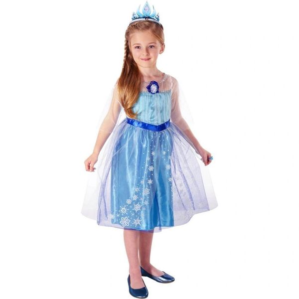 *Deluxe Frozen Princess Elsa Fairy Tale Blue Gown Dress, Girls - Halloween Costumes