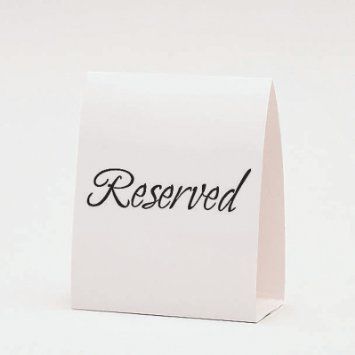 BOGO SALE - White RESERVED Table Cards - 12ct