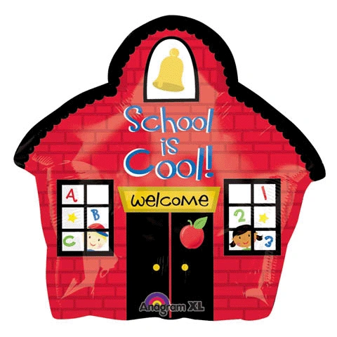 Red School Balloon -School is Cool! Foil Balloon, 18in