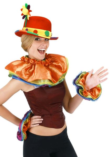 Deluxe Clown Collar & Cuff Set, Reversable - Purim - Circus - Carnival - Halloween Spirit