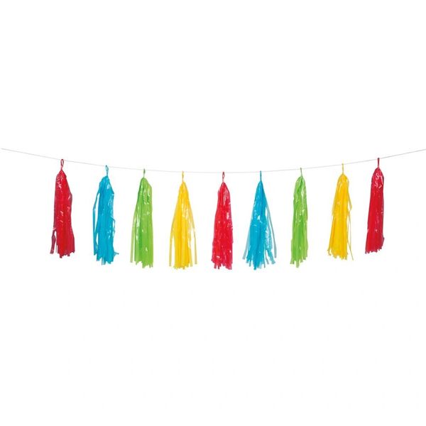 Rainbow Tassel Garland Decoration, Indoor/Outdoor - 9ft - Multicolor