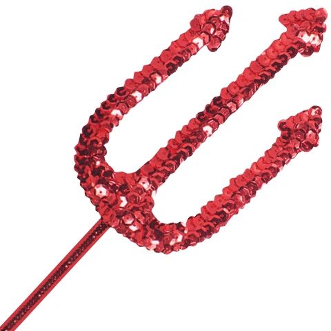 Deluxe Red Sequin Devil Pitchfork, 19in - Halloween Sale