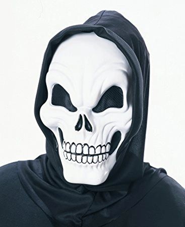 *Scary Hooded Skeleton Skull Head Mask with attached hood - Halloween Costumes