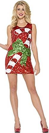 *Red Sequin Candy Cane Christmas Holiday Party Dress, Costume