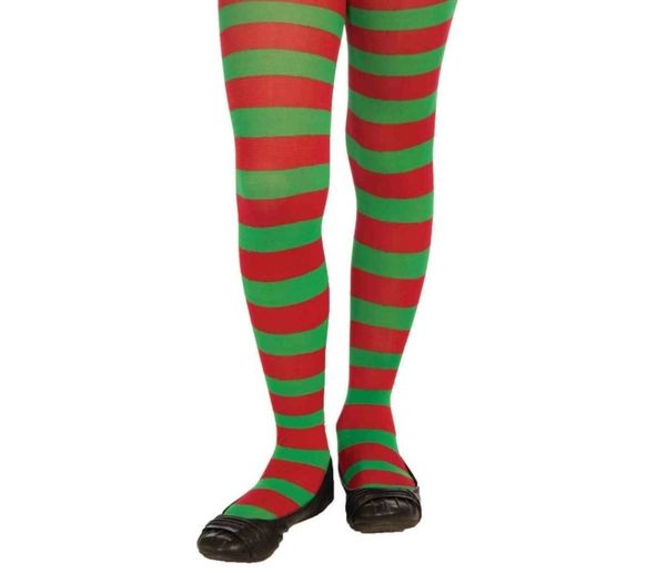 Kids Striped Red & Green Tights - Christmas Holiday Sale