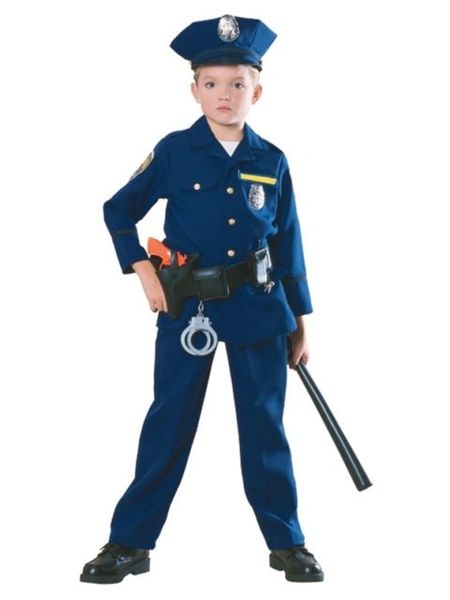 Kids Police Officer Costume, Blue - Law Enforcement - Purim - Halloween Sale