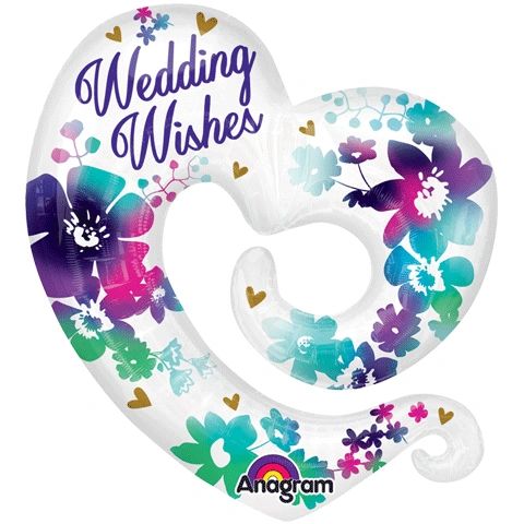 BOGO SALE - Jumbo Wedding Wishes Foil Balloon - Heart Shape, 31in