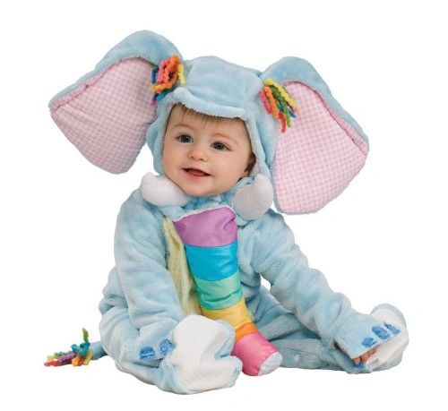 Noah's Ark Blue Baby Elephant Costume, Rainbow, Fuzzy, Infant 6-12 months, Toddler 12-18m - Purim - Halloween