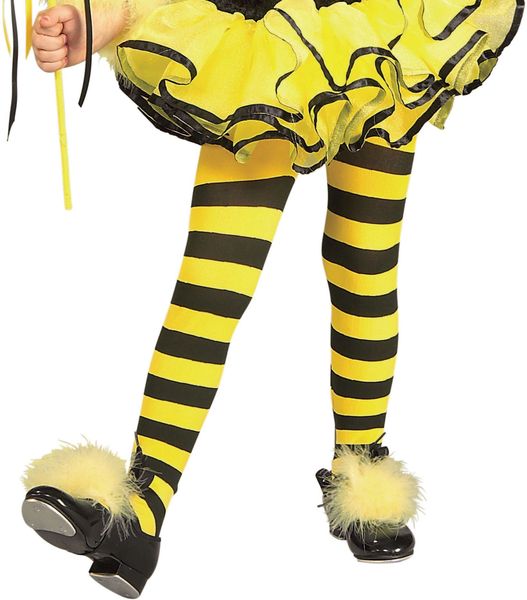 *Bumble Bee Tights Costume Accessory, Girls Yellow & Black Striped - Halloween