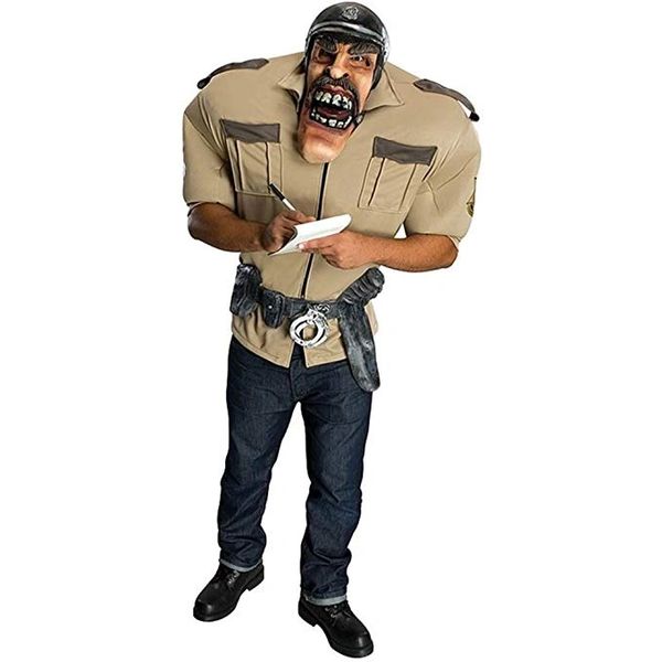 Big Bruizer Costume & Mask, Funny Police Officer Major Violation, XL - Halloween Sale - under $20